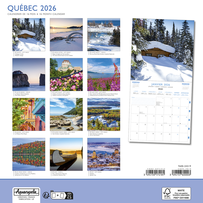 Aquarupella Quebec Kalender 2026