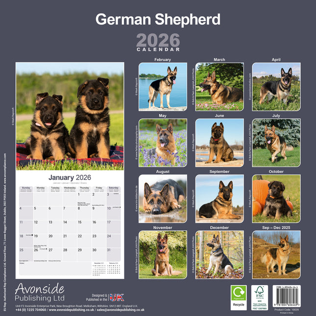 Avonside Duitse Herder Kalender 2026