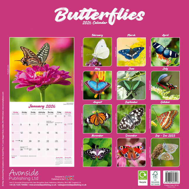 Avonside Vlinder Kalender 2026