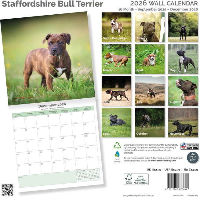 Baker & Bray Staffordshire Bull Terrier Kalender 2026