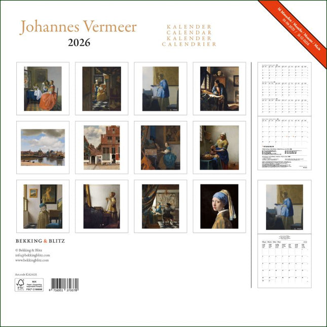Bekking & Blitz Johannes Vermeer Kalender 2026