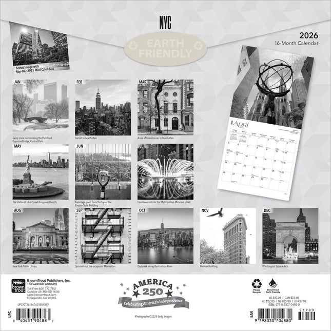 Browntrout New York City Kalender 2026 Black and White
