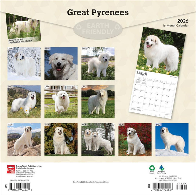 Browntrout Pyreneese Berghond Kalender 2026