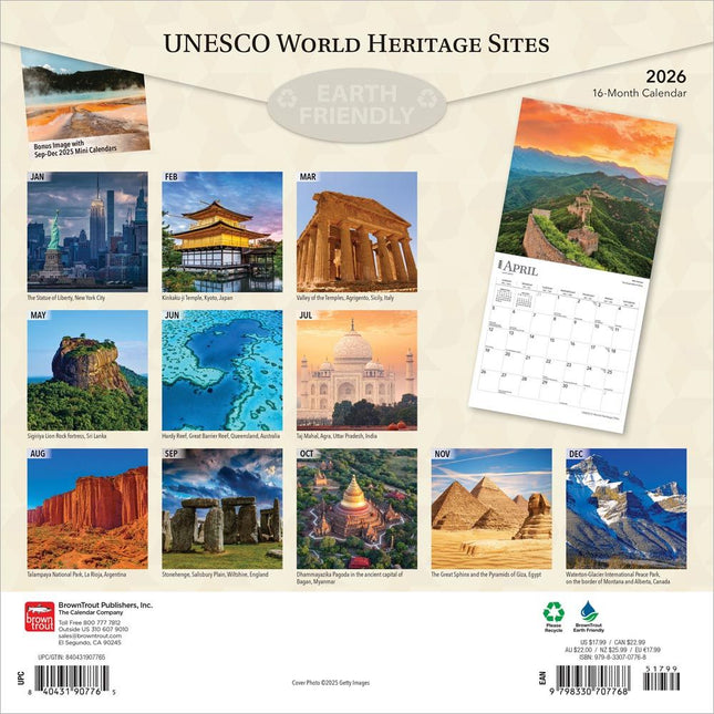 Browntrout UNESCO World Heritage Sites Kalender 2026