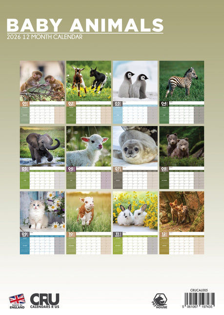 CalendarsRUs Baby Dieren A3 Kalender 2026