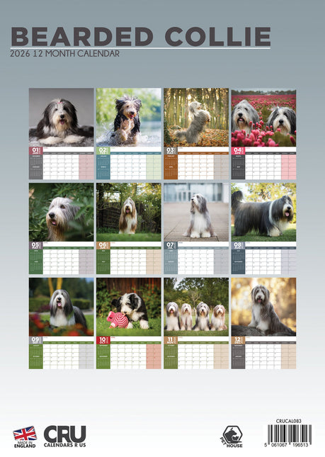 CalendarsRUs Bearded Collie A3 Kalender 2026