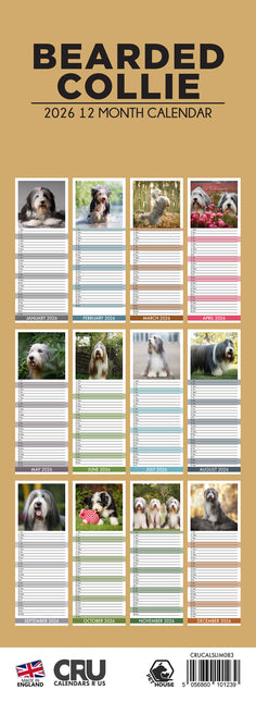 CalendarsRUs Bearded Collie Slimline Kalender 2026