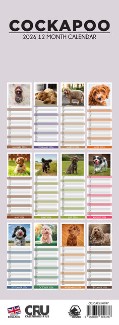 CalendarsRUs Cockapoo Slimline Kalender 2026