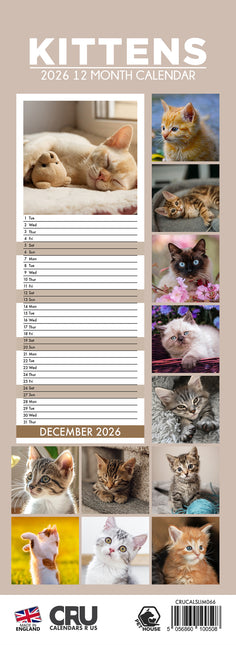 CalendarsRUs Kittens Slimline Kalender 2026