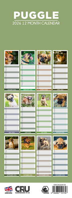 CalendarsRUs Puggle Slimline Kalender 2026