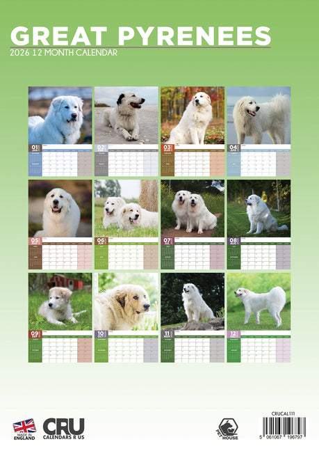 CalendarsRUs Pyreneese Berghond A3 Kalender 2026
