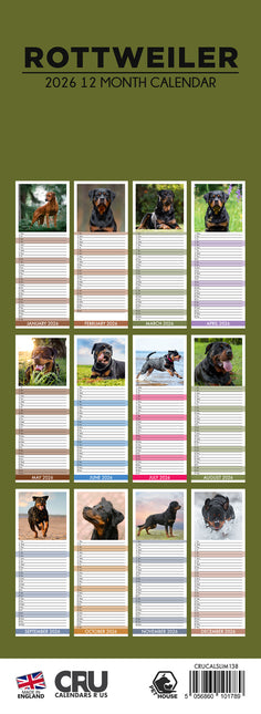 CalendarsRUs Rottweiler Slimline Kalender 2026