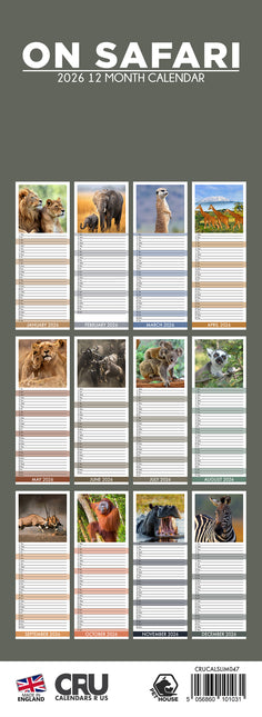 CalendarsRUs Safari Slimline Kalender 2026