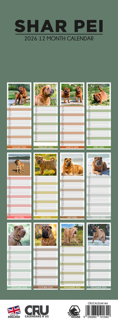 CalendarsRUs Shar Pei Slimline Kalender 2026