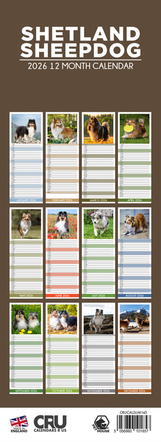 CalendarsRUs Shetland Sheepdog Slimline Kalender 2026