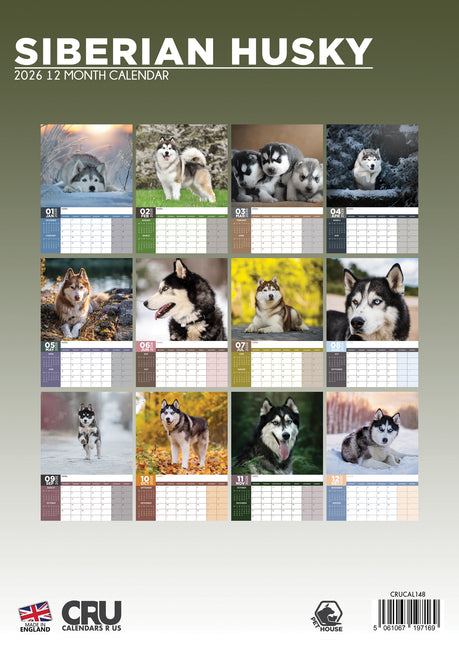 CalendarsRUs Siberian Husky A3 Kalender 2026