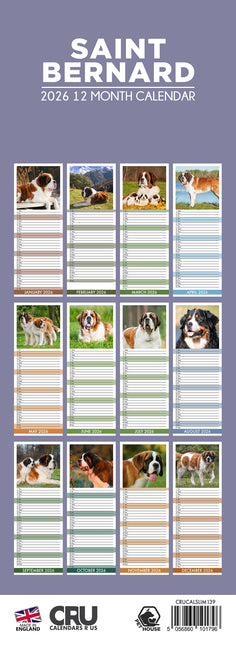 CalendarsRUs Sint Bernard Slimline Kalender 2026