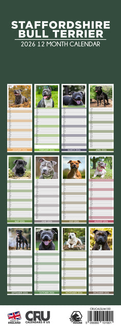 CalendarsRUs Staffordshire Bull Terrier Slimline Kalender 2026
