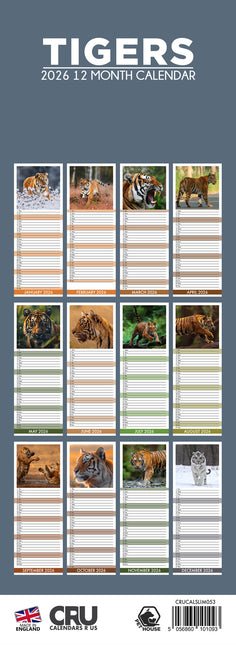 CalendarsRUs Tijger Slimline Kalender 2026