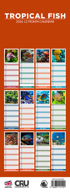 CalendarsRUs Tropische Vissen Slimline Kalender 2026