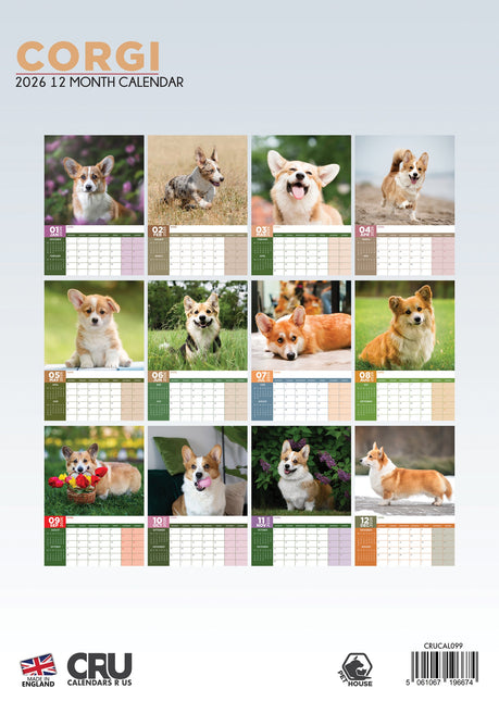 CalendarsRUs Welsh Corgi A3 Kalender 2026