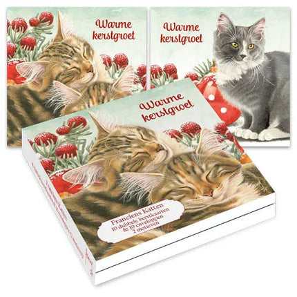 Comello Franciens Katten Kerstkaarten Kat met krans