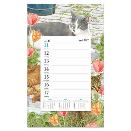 Comello Franciens Katten Weeknotitiekalender op schild 2027 Katten in de tuin