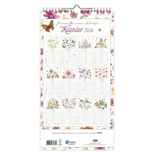 Comello Janneke Brinkman Maandnotitiekalender 2026 Zomerbloemen