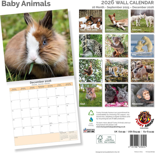 Dayplanner Baby Dieren Kalender 2026
