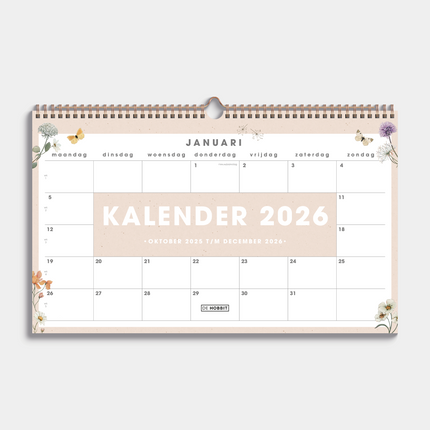 De Hobbit A3 Maandkalender 2026 Veldbloemen