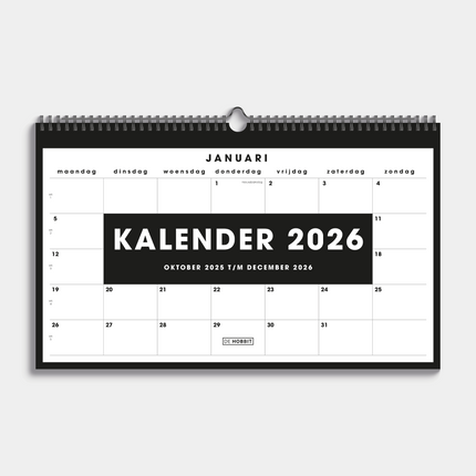 De Hobbit A3 Maandkalender 2026 Zwart