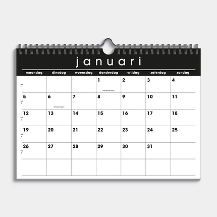 De Hobbit A4 Maandkalender 2026 Zwart