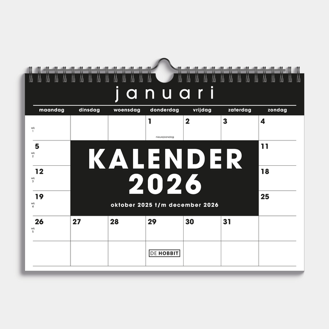 De Hobbit A4 Maandkalender 2026 Zwart