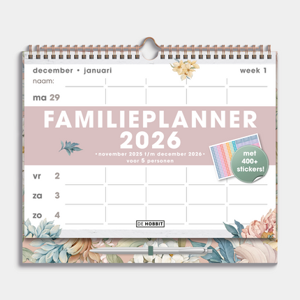De Hobbit A4 Spiraal Familieplanner 2026 met Pen