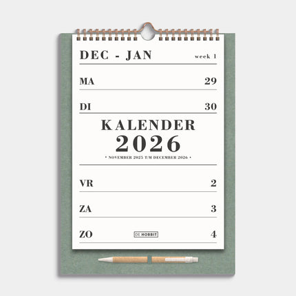 De Hobbit A4 Spiraalkalender 2026 Groen