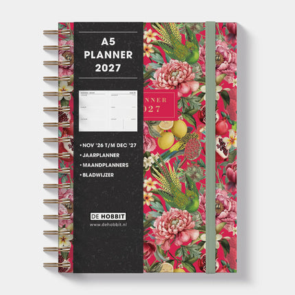 De Hobbit A5 Ringband Planner 2027 Rood Botanisch