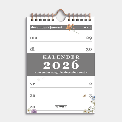 De Hobbit A5 Spiraalkalender 2026 Veldbloemen