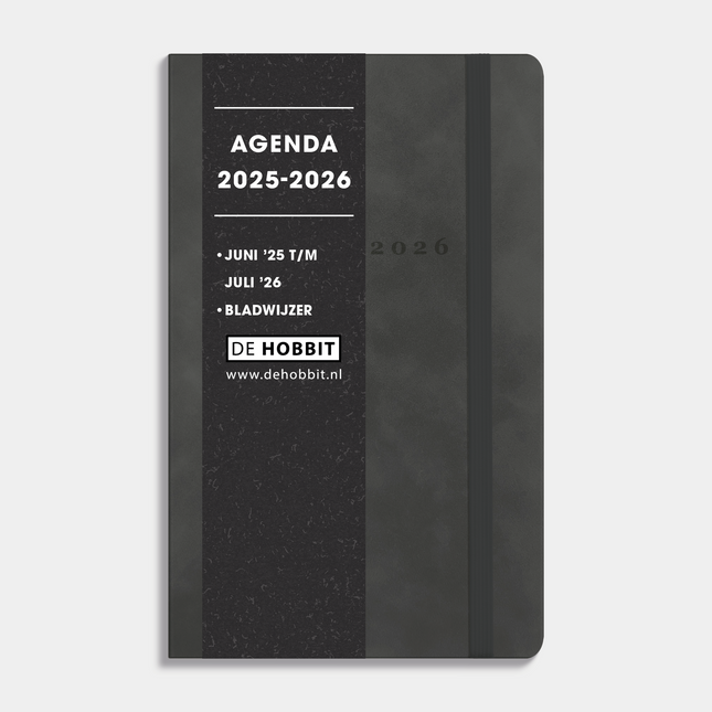 De Hobbit A6 Deluxe Pocket Agenda 2025 - 2026 Suede Look Antraciet