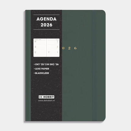 De Hobbit Luxe A5 Agenda 2026 Donkergroen