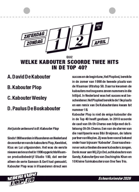 Edicola Top 40 Scheurkalender 2026