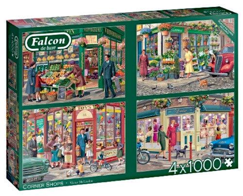 Falcon Corner Shops Puzzel 4x 1000 Stukjes