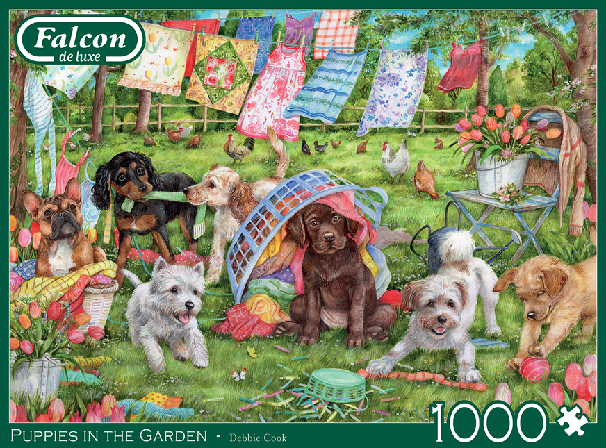 Falcon Puppies in the Garden Puzzel 1000 Stukjes