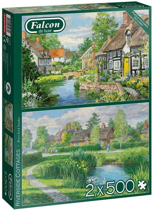 Falcon Riverside Cottages Puzzel 2x 500 Stukjes