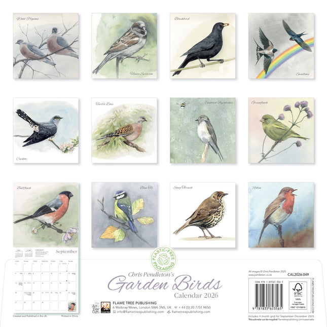 Flame Tree Garden Birds Kalender 2026