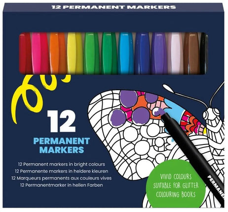 Inter-Stat 12 Permanent glitter kleurboekmarkers