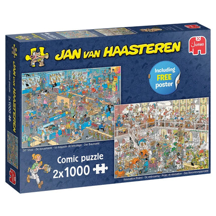 Jumbo Jan van Haasteren - De Verbouwing & Doe-Het-Zelfwinkel Puzzel 2x 1000 Stukjes