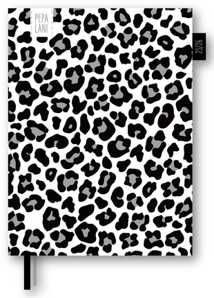 kalenderwinkel Pepa Lani Agenda A5 2025-2026 Black & White Leopard