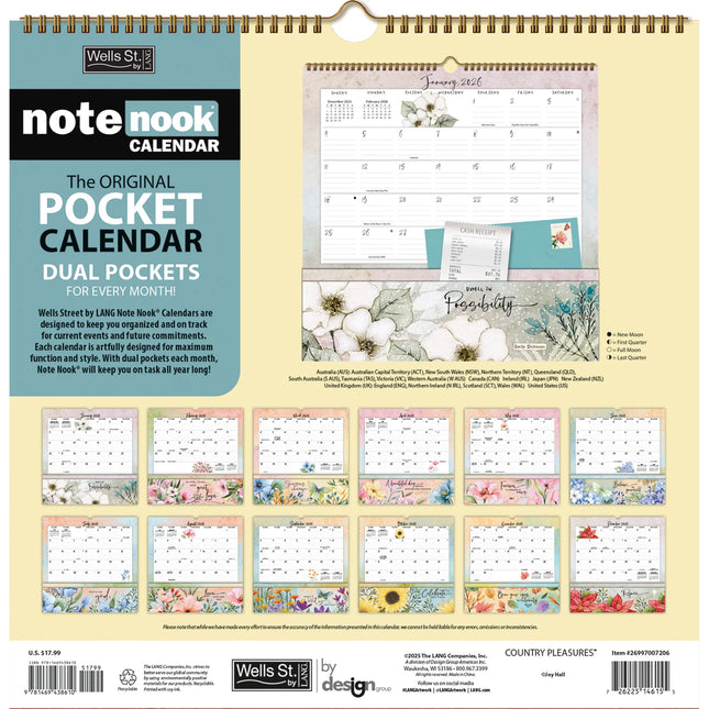 LANG Country Pleasures Note Nook Kalender 2026