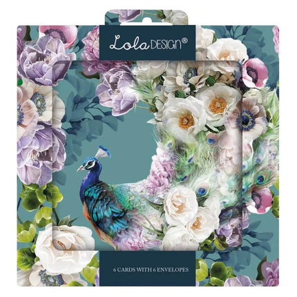 lola design Kaartenmapje Lola Everyday Peacock, 6 Stuks met Enveloppen