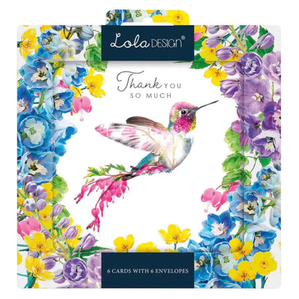 lola design Kaartenmapje Lola Thank you Hummingbird, 6 Stuks met Enveloppen